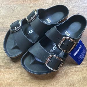 Birkenstock black with silver buckle size 38